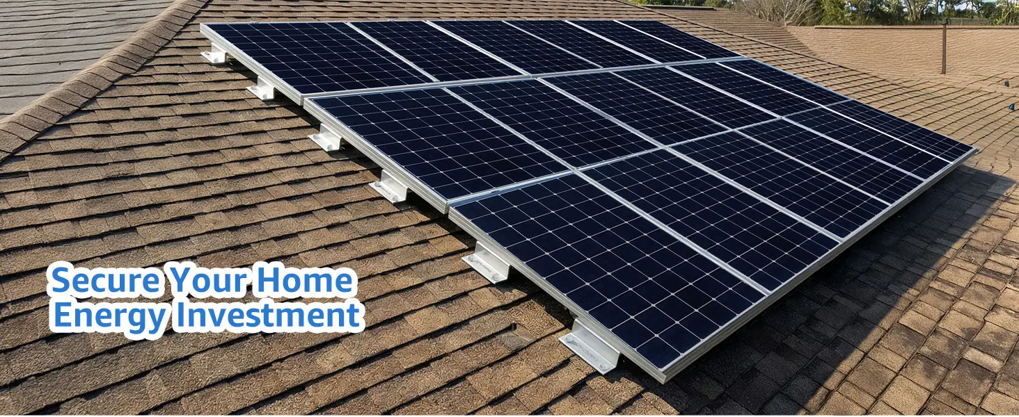 Solar panel mounting brackets installed on an asphalt shingle rooftop — HULKNPE Z brackets
